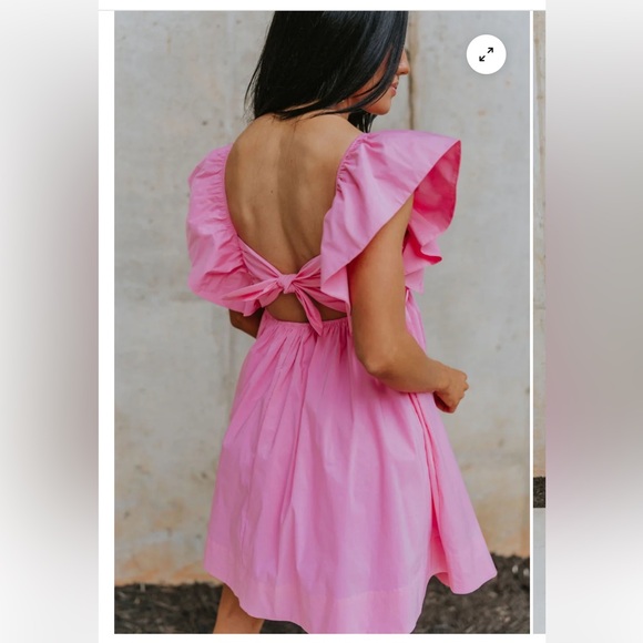 NWOT Heartbreaker Pink Ruffle Dress with Tie Back  size Small - Picture 7 of 7